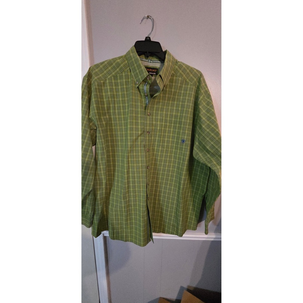 Ariat Pro Series Mens XXL Long Sleeve Green Plaid Western Button Down Shirt